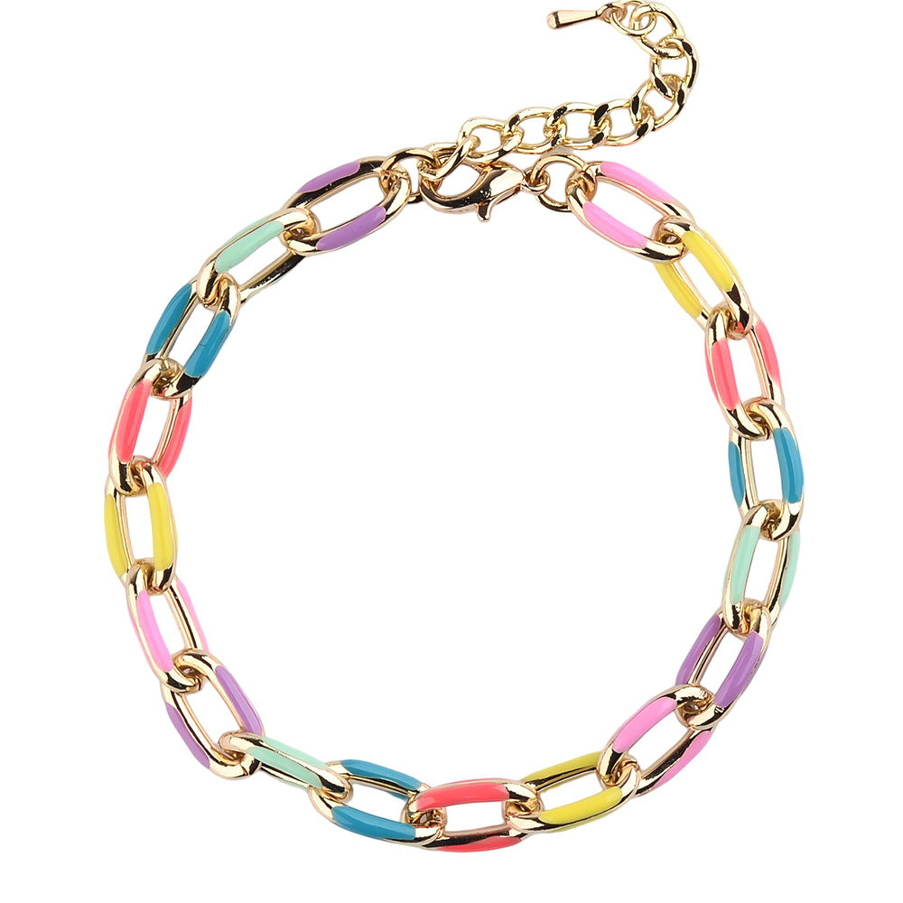 Women's Punk Alloy Oil Dripping Color Bracelets