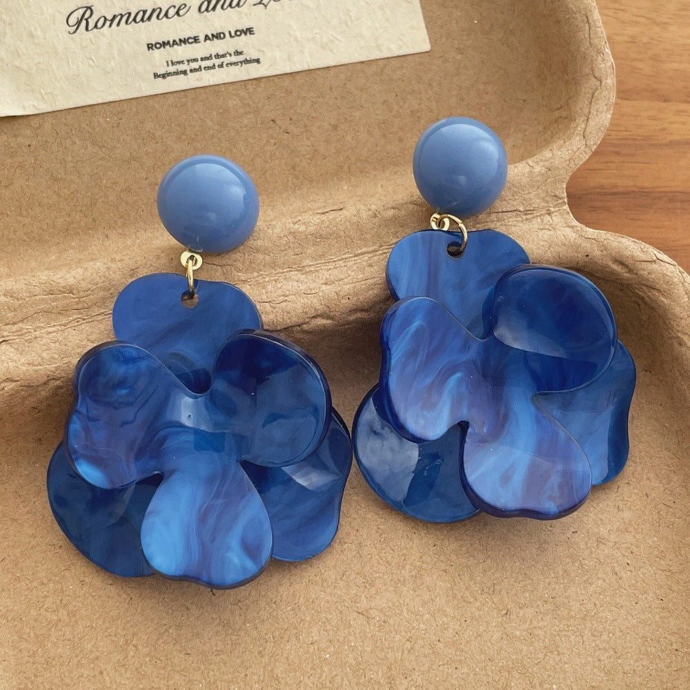 Retro Super Fairy Flowers Niche Temperament Vacation Style Mori Exaggerated Earrings