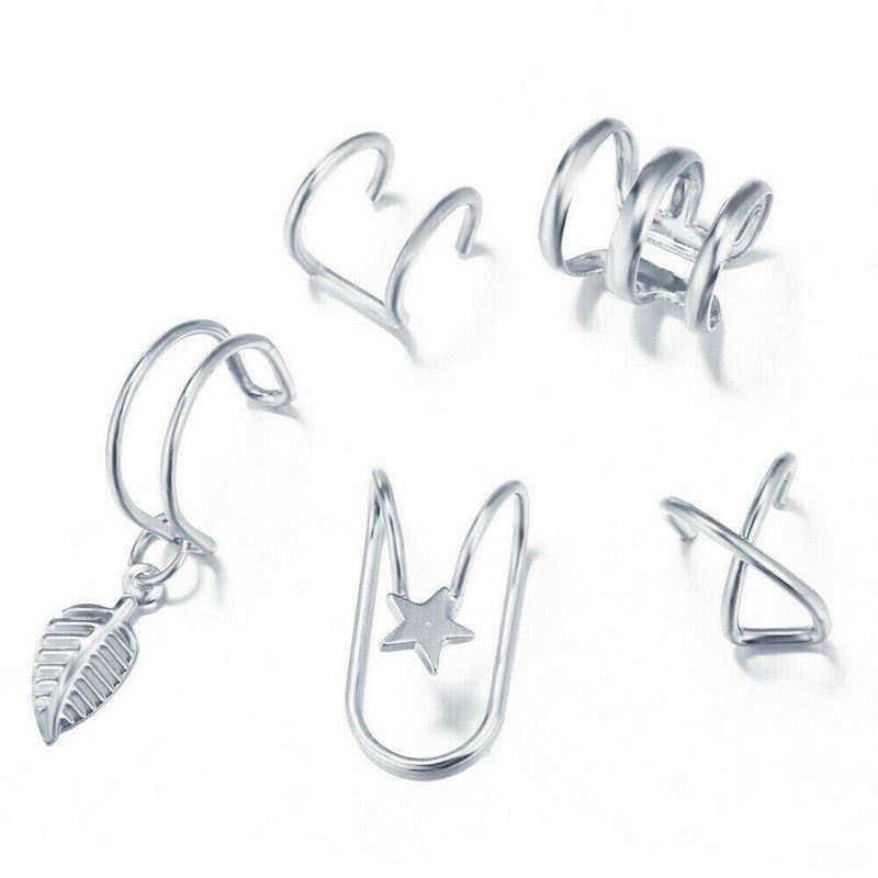 Metal Leaves Tassel Ear Clip Earless Personality Natural Earrings