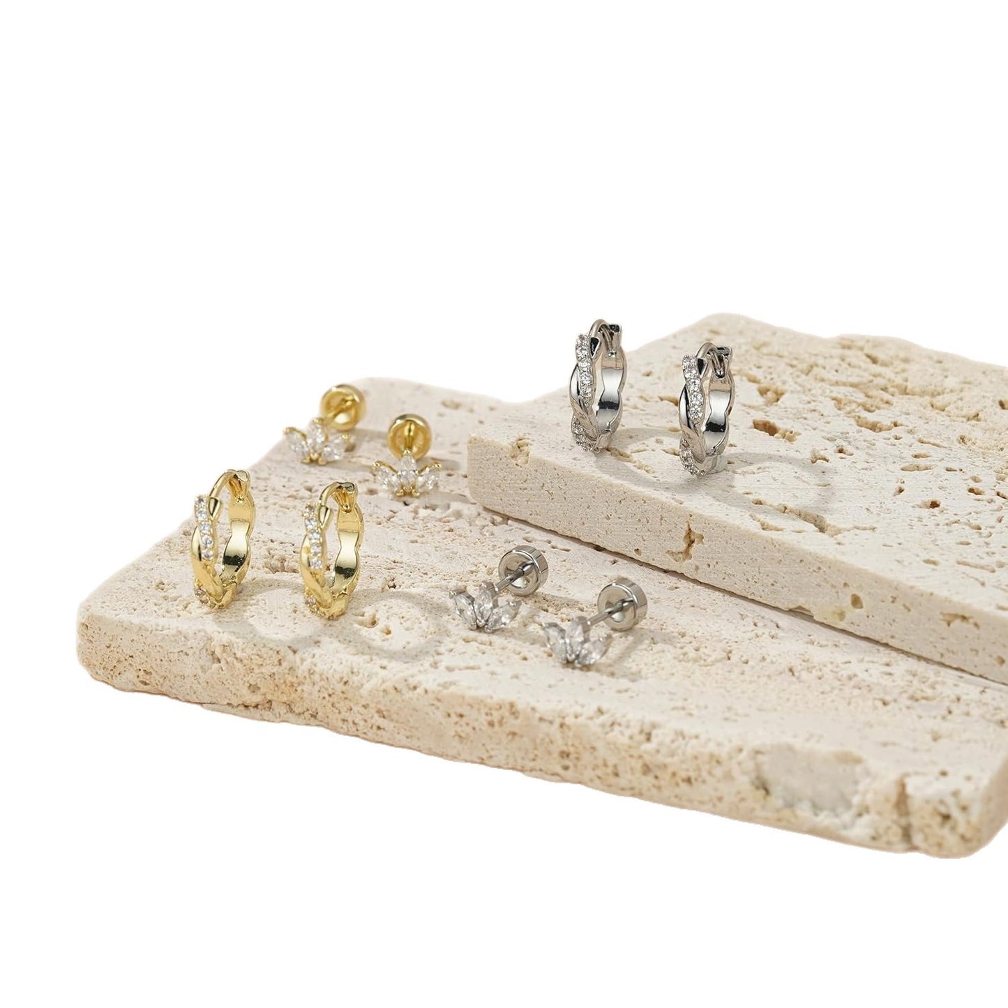 Women's Zircon Match Sets Plain Gold Cross Affordable Rings