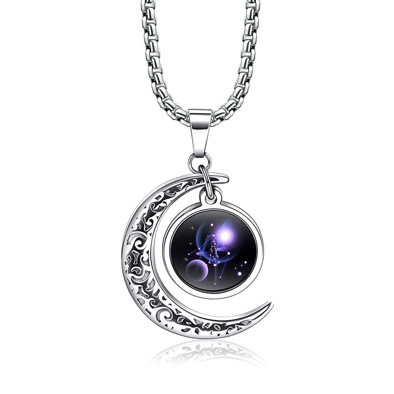 Men's Twee Constellation Luminous Titanium Steel Stainless Necklaces