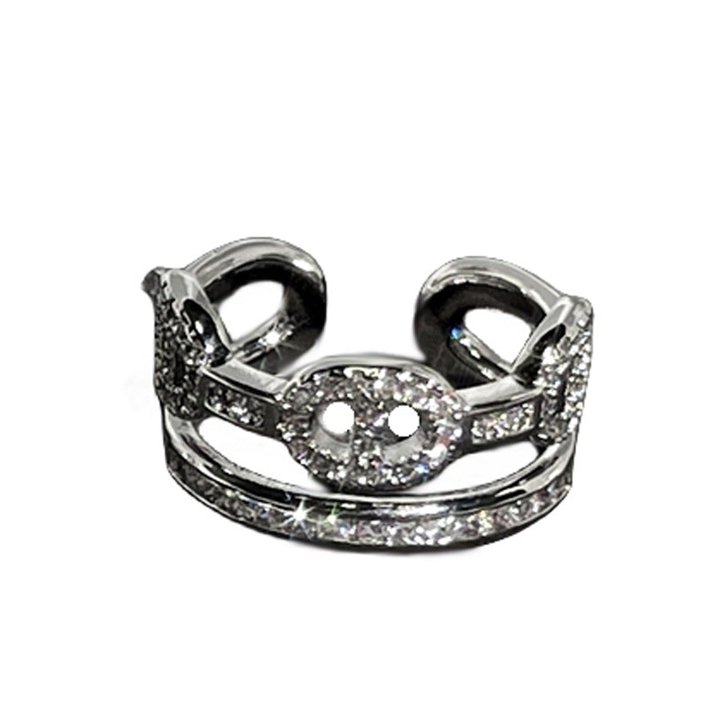 Design Double Layer Pig Nose Hollow Rings