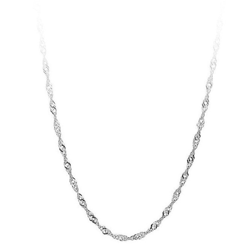 Women's Sier Plated Water Wave Chain Short Necklaces