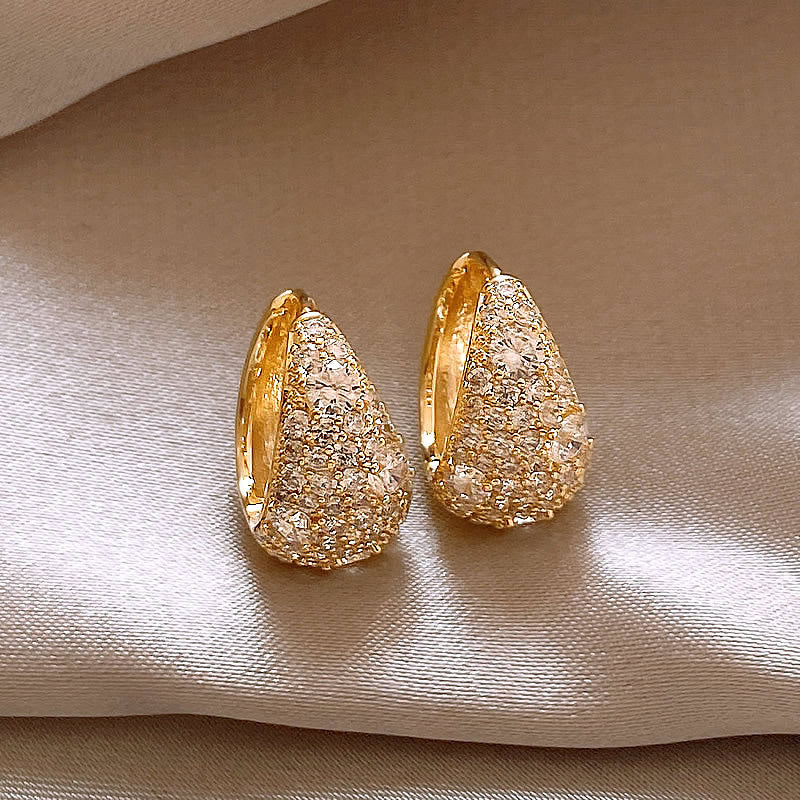 Women's Gold Zircon Hoop High-grade Light Luxury Temperament Earrings