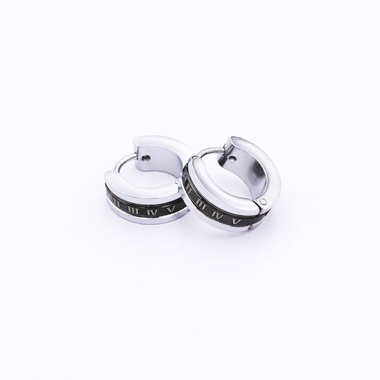 Men's Source Stainless Steel Female Drop Oil Plain Surface Black Roman Ear Buckle