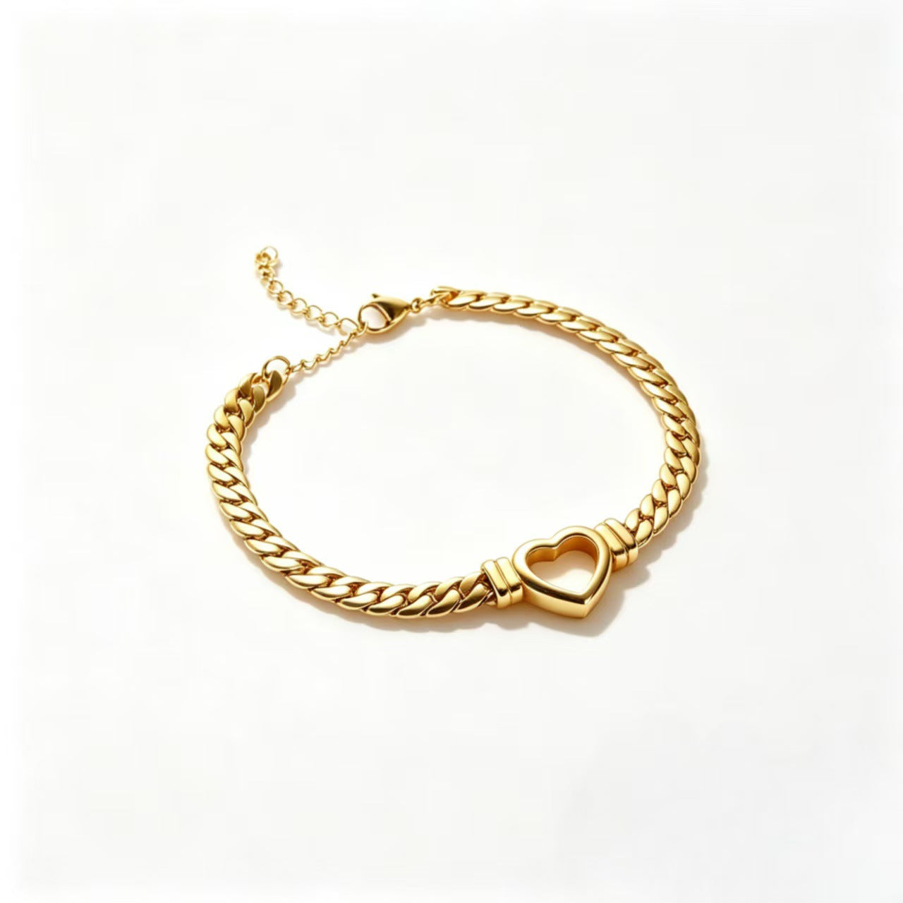 Love Cuban Link Chain Hollowed Heart Shape Bracelets