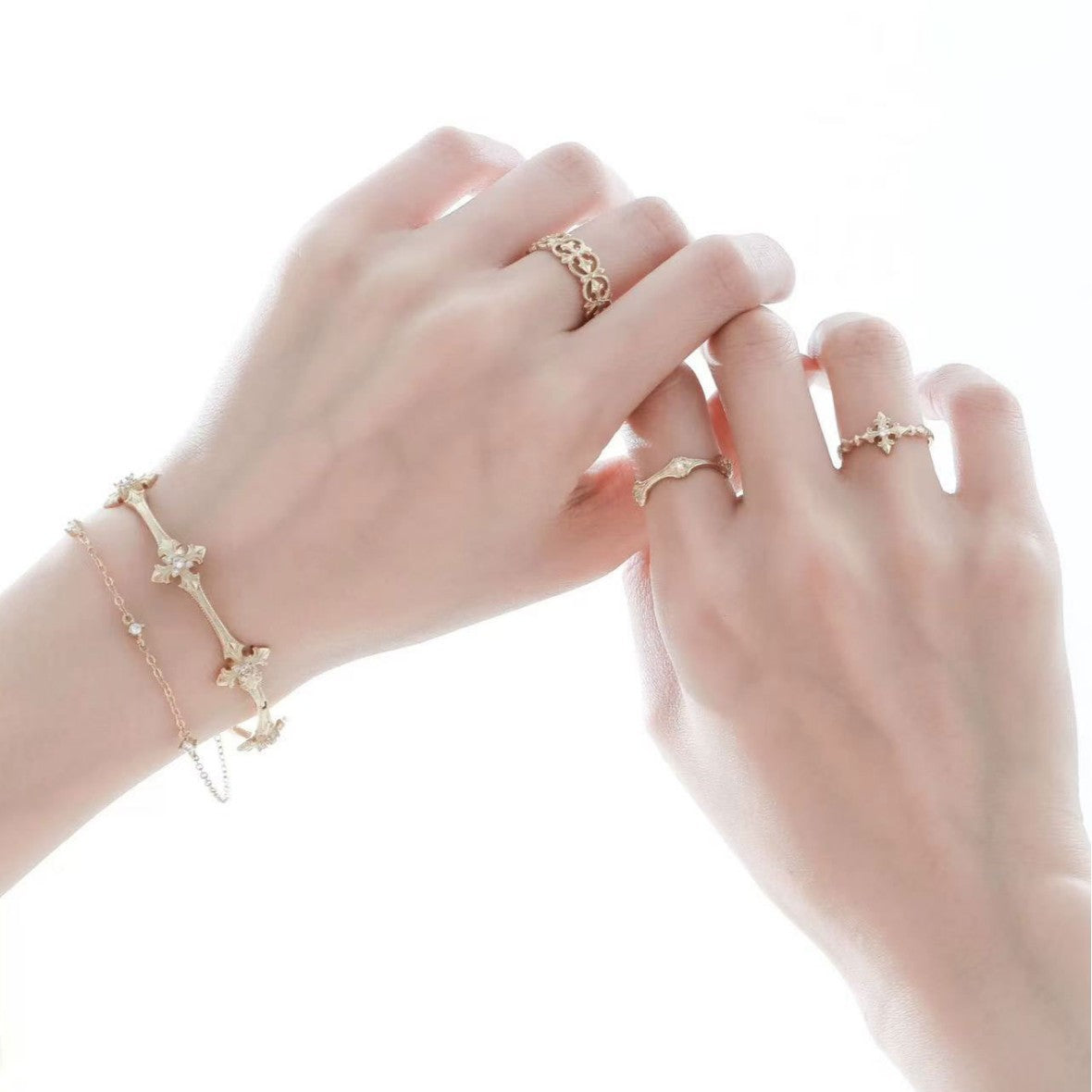 Women's Niche Design Light Luxury Index Finger Twin Ring