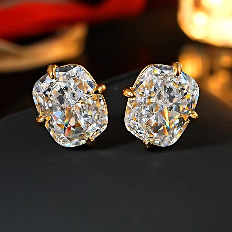 Square Zircon Source Simple Minimalist Inlaid Exquisite Light Earrings