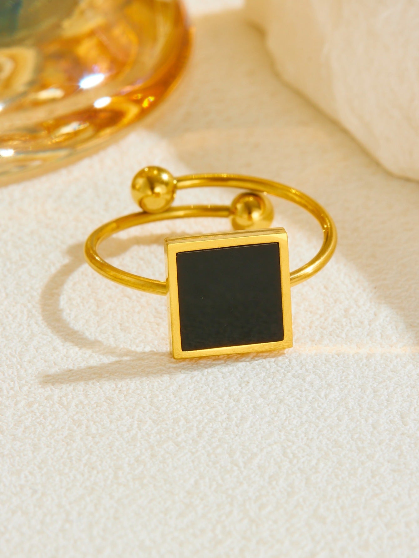 Steel Shell Open Advanced Titanium Electroplated Tassel Ring