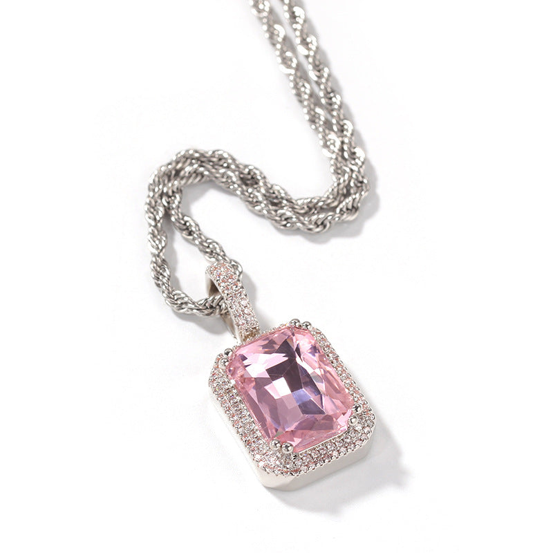 Fluorescent Square Solid Gemstone Niche Bag Necklaces
