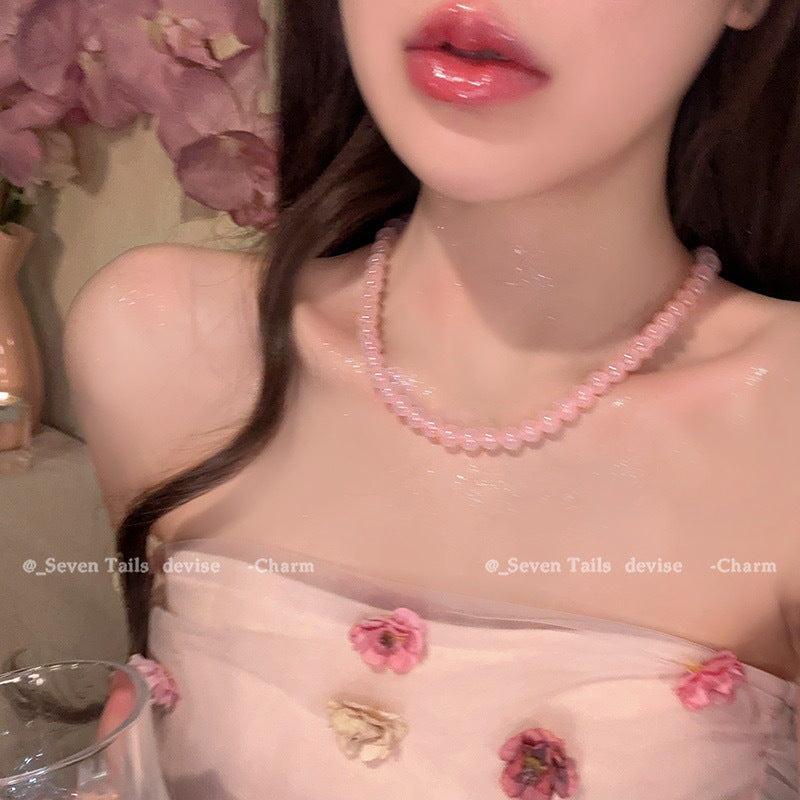 French Natural Cherry Blossom Pink Pearl High-grade Stackable Necklaces