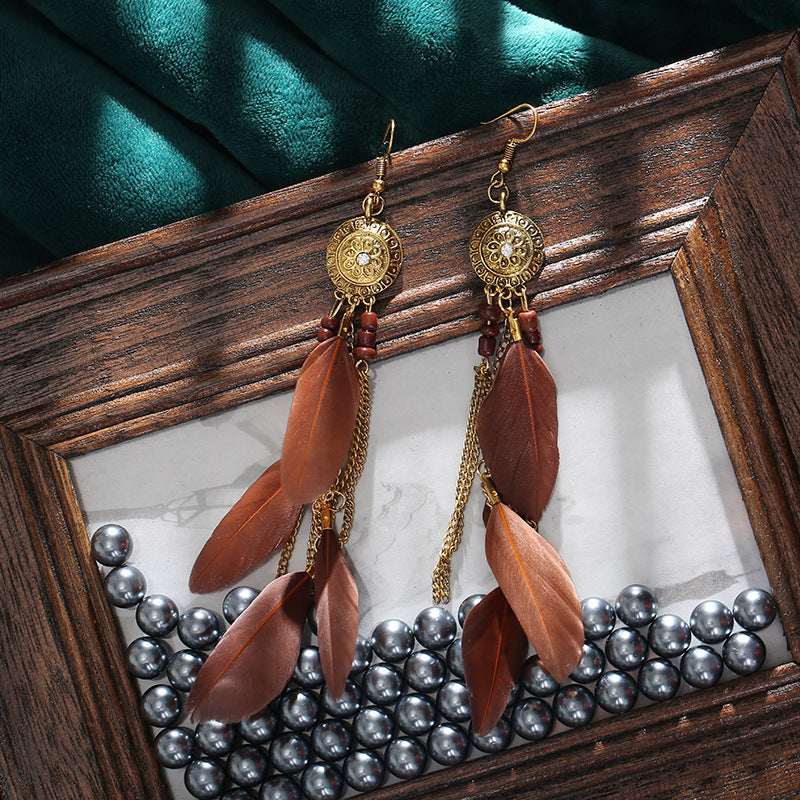 Classic Retro Tassel Feather Your Daisy Earrings