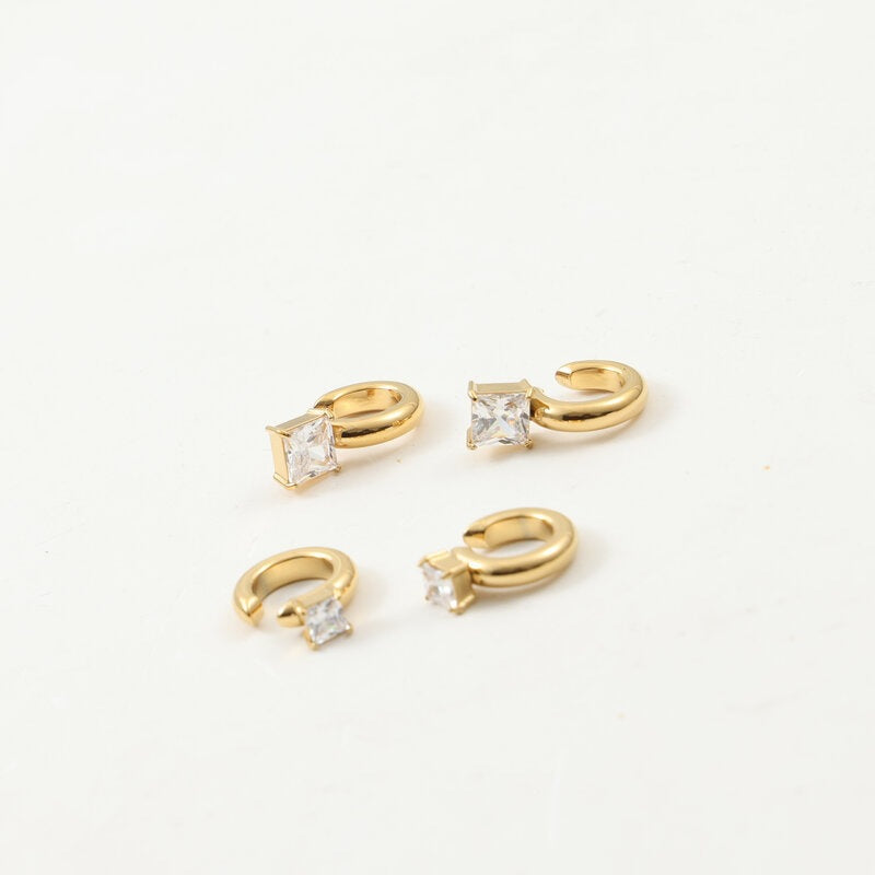 Generous Zircon Titanium Steel Gold Plating Earrings