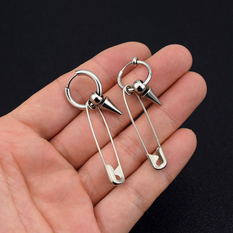 Women's & Men's Stainless Steel Personalized Pin Pointed Cone Unisex Style Titanium Ear Earrings