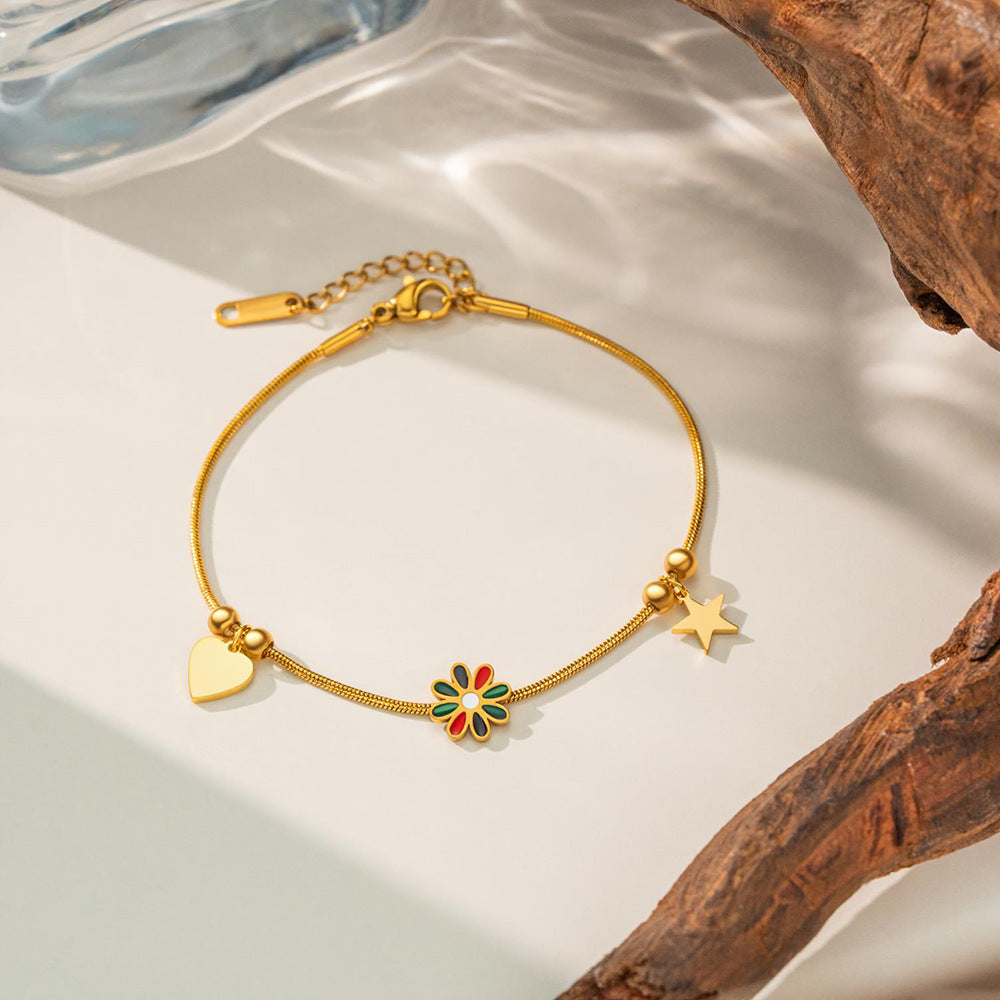 Drop Oil Daisy Gold-plated Affordable Luxury Bracelet