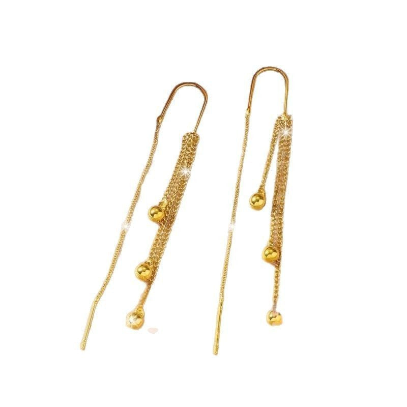 Women's Long Beads Eardrops Light Luxury Unique Super Fairy Ear Line
