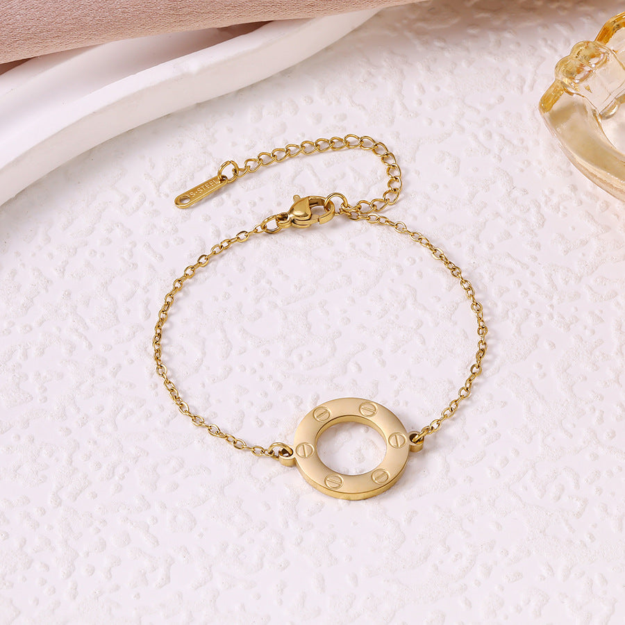 Women's Diamond Round Cake Titanium Steel Light Luxury High-grade Fashion Bracelet