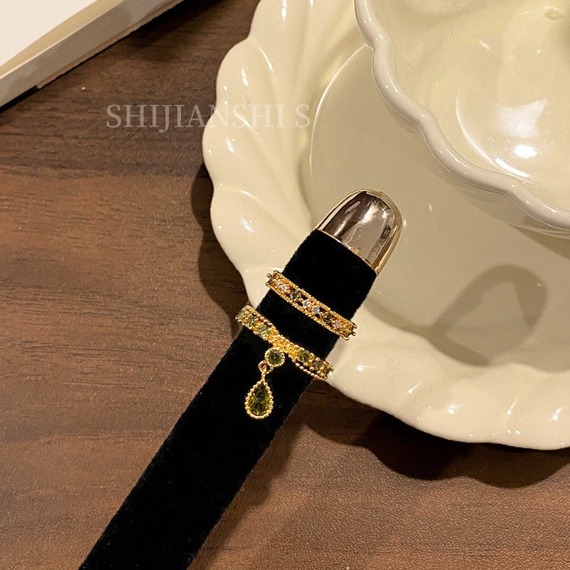 Women's Drop Olive Green Niche Artistic Conception Gang Drill Sense Of Ring