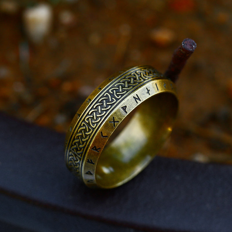 Simple Fashion Stainless Steel Nordic Retro Viking Letter Rings