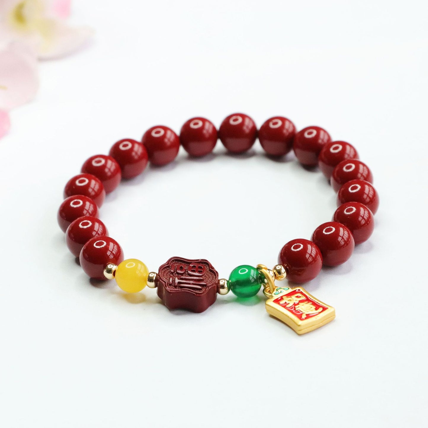 Cinnabar Purple Gold Sand Blessing Card Chalcedony Chinese Live Bracelets