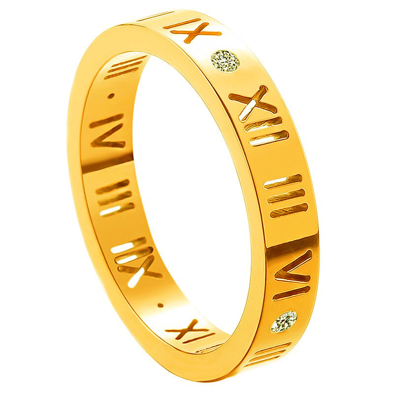 Women's & Men's Rose Gold Titanium Steel Roman Numeral Rings