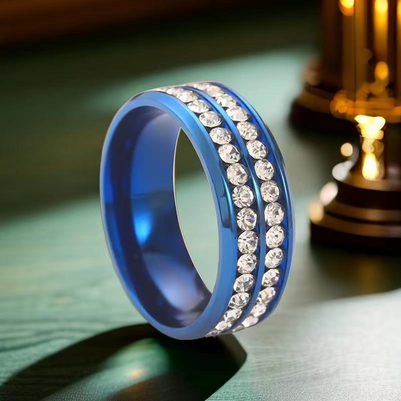 Stainless Steel Titanium Female French Style Starry Square Ring
