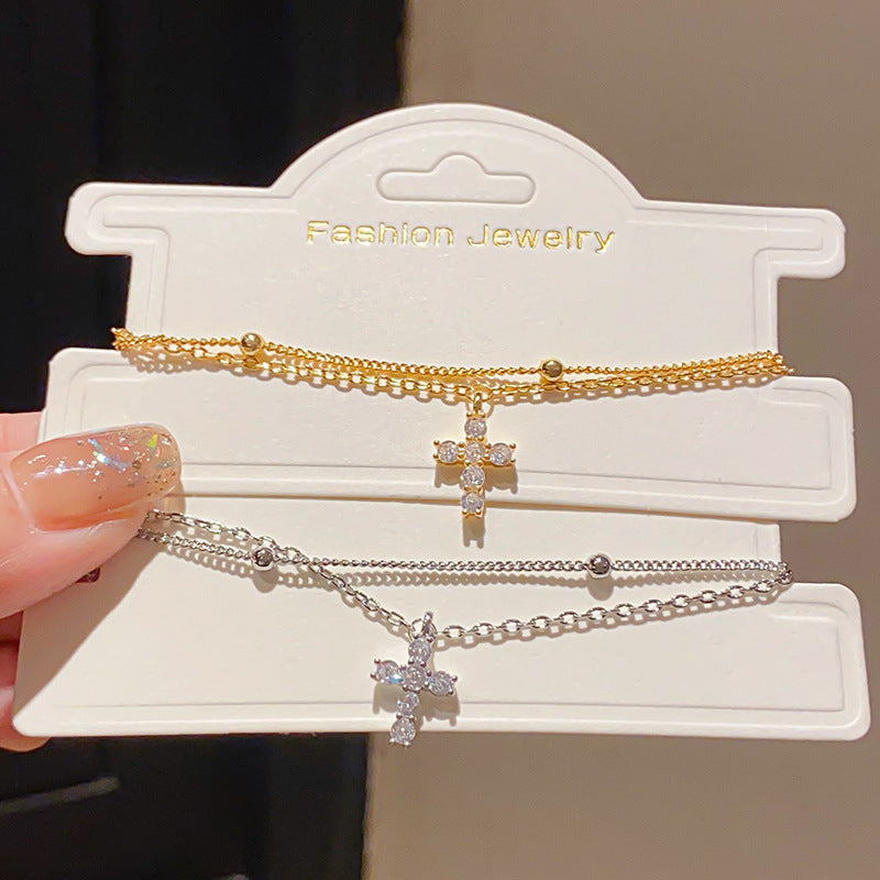 Electroplated Light Luxury Zircon Cross Retro Bracelet