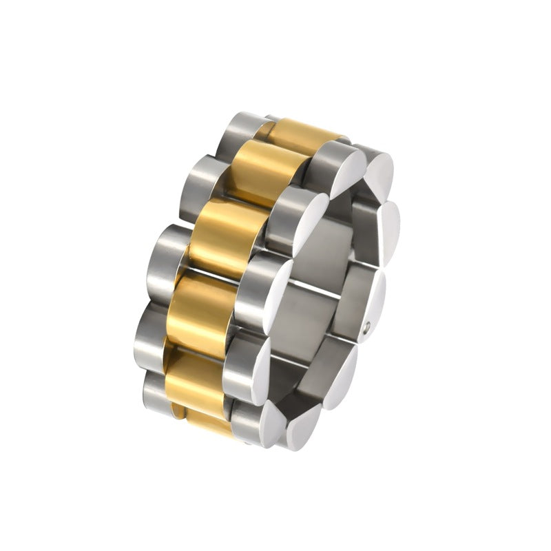 Gold-plated Stainless Steel Watch Width Titanium Rings