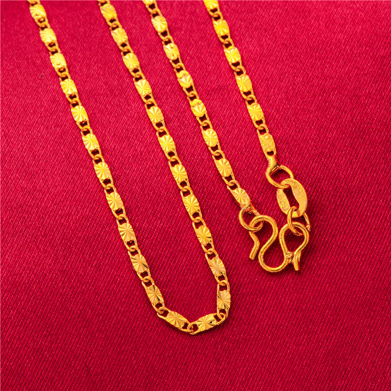 Women's Placer Gold Gold-plated Water Wave Chain Necklaces