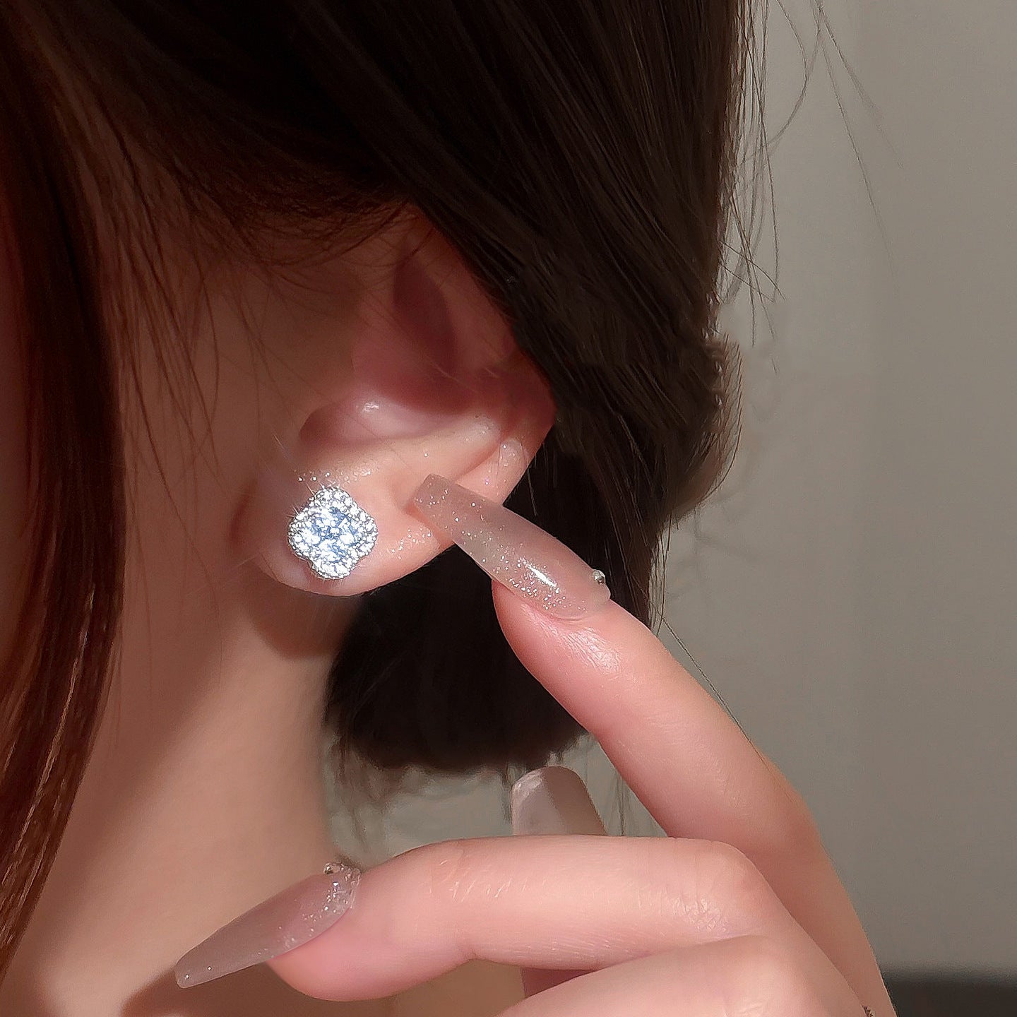 Four Leaf Clover Ear Light Luxury Temperament Versatile Stud Earrings
