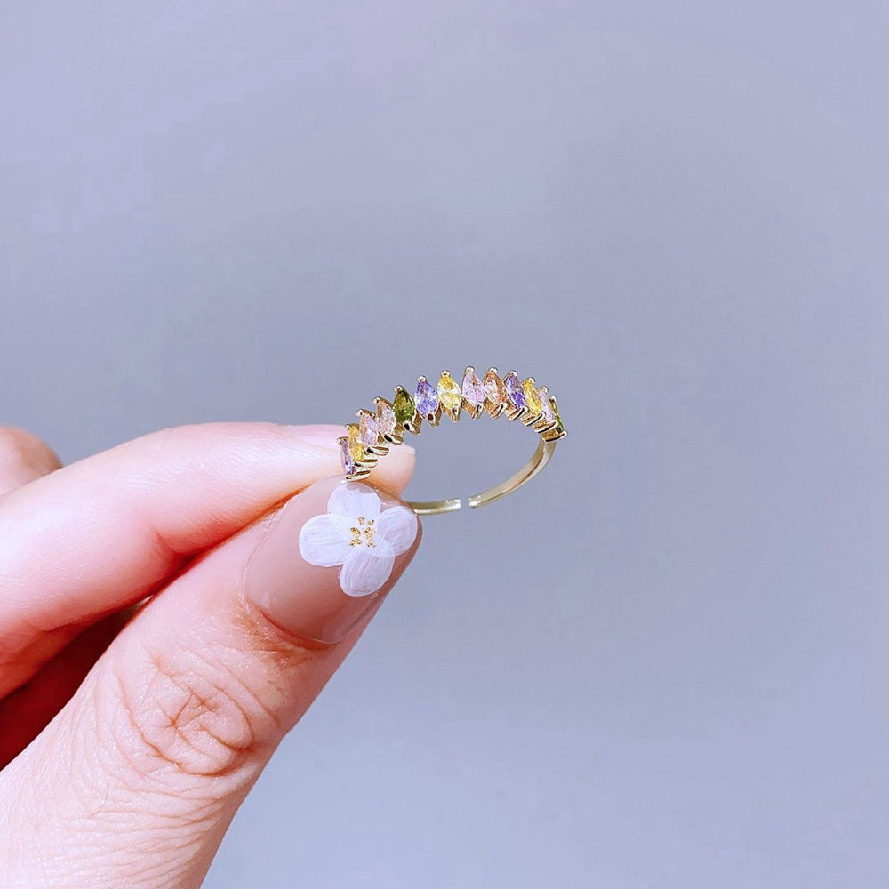 Light Luxury Minority Design Colorful Gemstone Rings