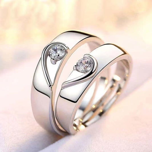 Women's & Men's Temperament Korean Style Crown Zircon Opening Wedding Rings