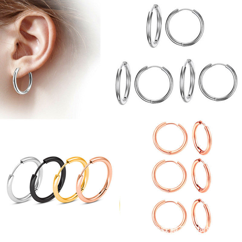 Women's & Men's Simple Thin Needle Circle Clip Titanium Ear Line