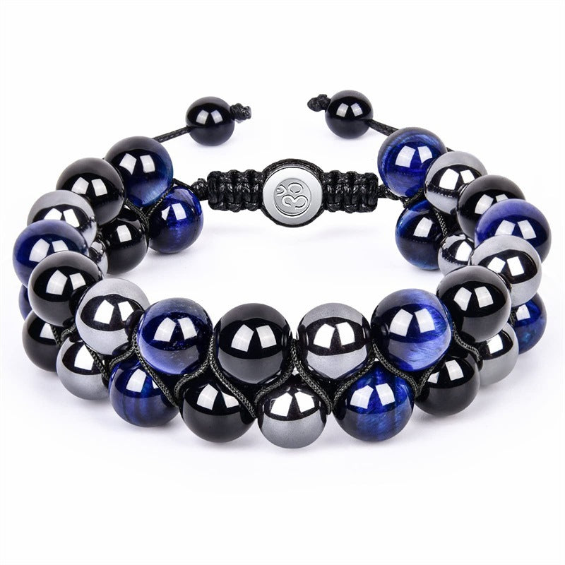 Men's Layer Black Agate Red Iron Stone Bracelets