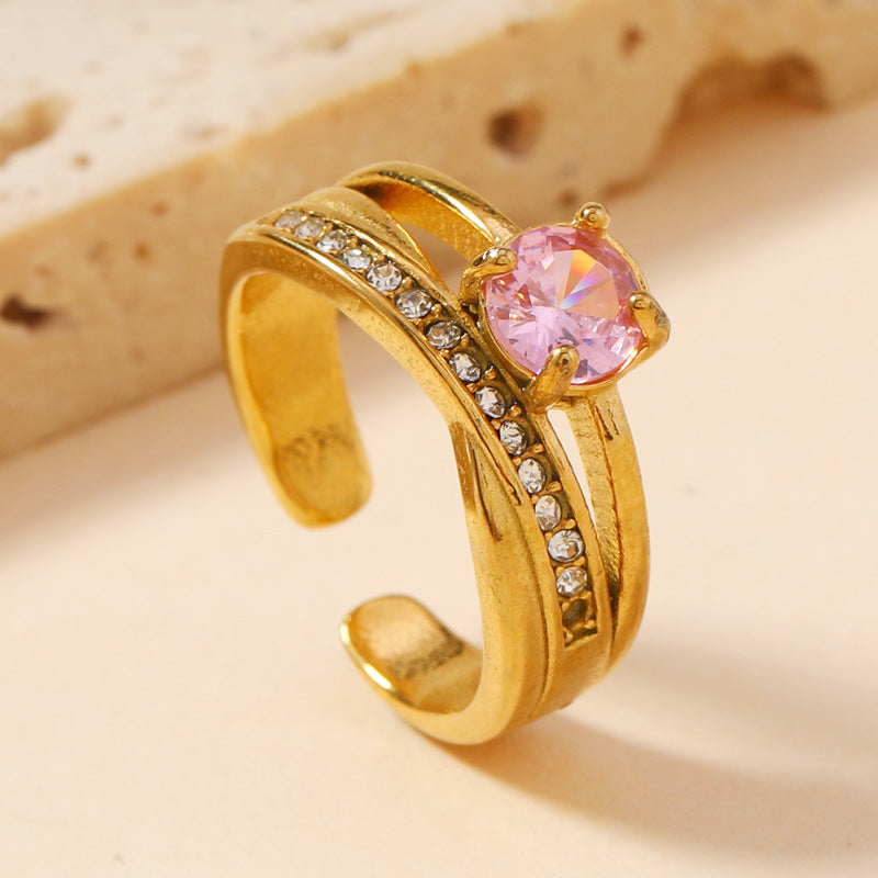 Gem Light Luxury High-grade Vintage Stainless Rings