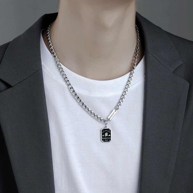 Men's Hop Trendy Cool Letter Korean Style Sweater Chain Necklace