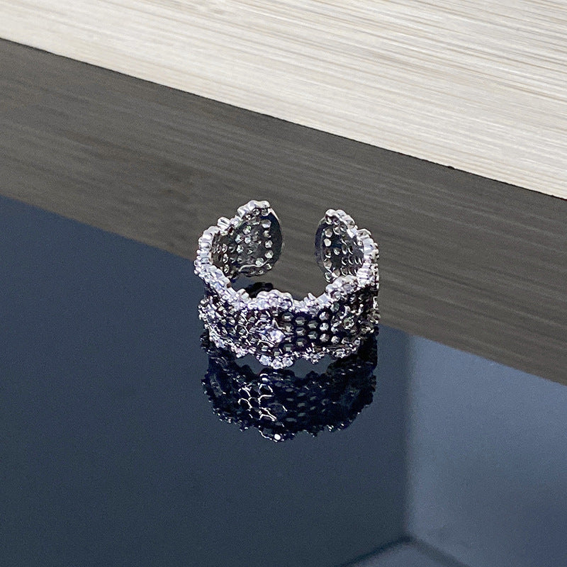 Ancient Style Black Lace Retro Simple Opening Ring