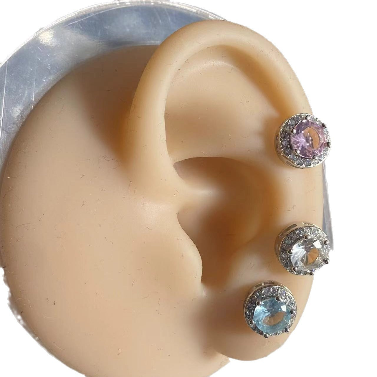 Rhinestone Surround Zircon Ear Bone Pin Stud Earrings