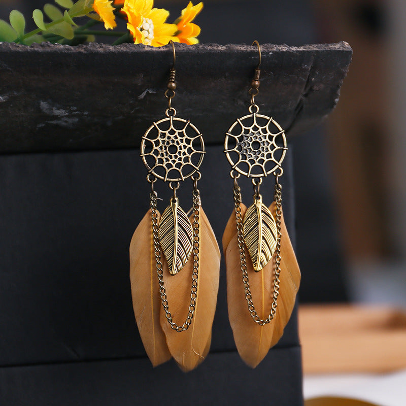 Color Creative Feather Bohemian Style Female Earrings