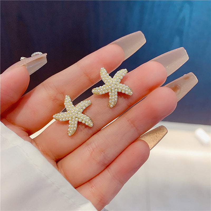 Women's Sier Needle Personality Pearl Simple Compact High-grade Stud Earrings