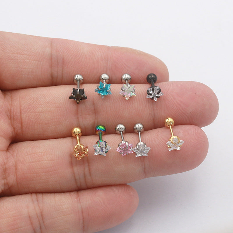 Women's Pentagram Simple Small Ears Ear Bone Rings