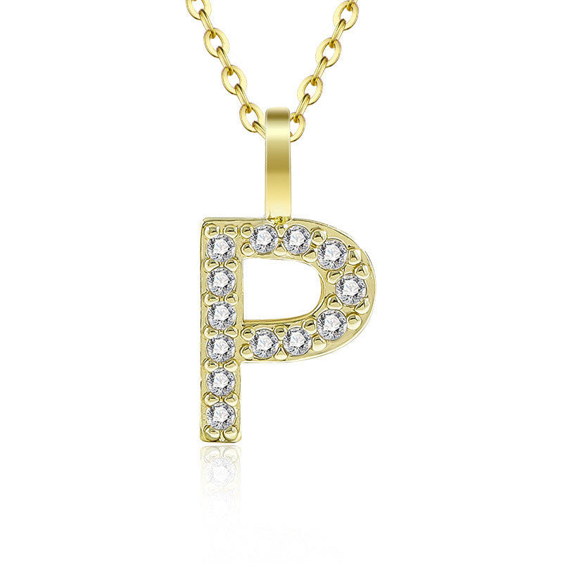 Diamond Inlaid Zircon English Letter Female Pendants