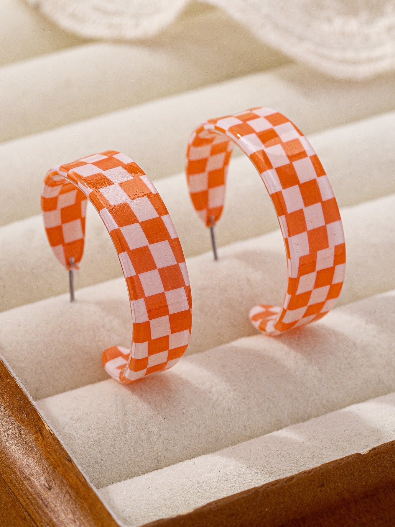 Sier Needle Optional Fresh Plaid Shaped Elegant Acrylic Rings