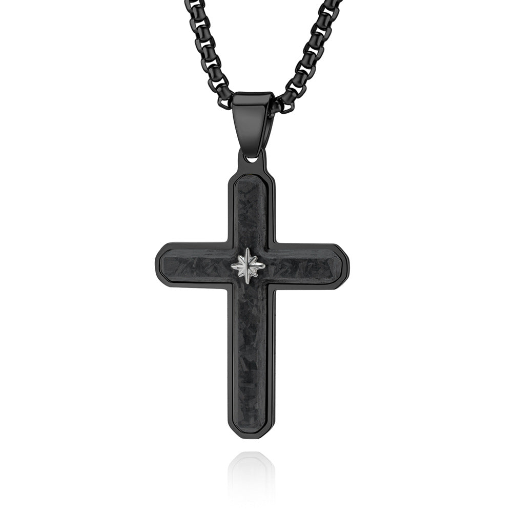 Men's Cut Edge Forged Random Pattern Carbon Pendants