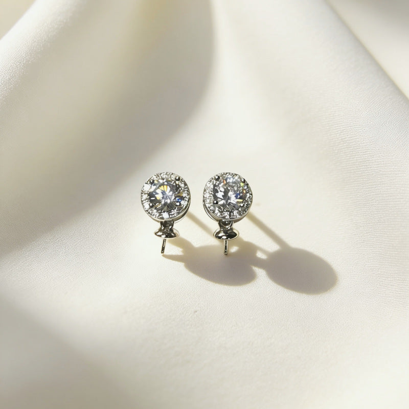 Sier Needle White Copper Sier-plated Light Luxury High-grade Temperament Pearl Stud Earrings