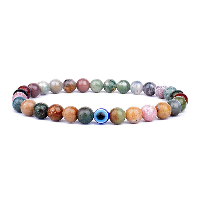 Natural Stone Brace Lace Resin Devil's Eye Beaded Elastic String Bracelet
