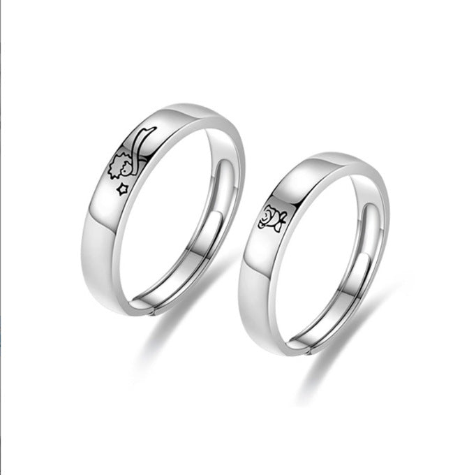 Women's & Men's Couple One Pair Niche Cartoon Fashion Carving Rings