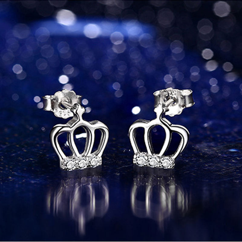Women's Simple Cross Princess Crown Zircon Ear Fashion Petite Stud Earrings