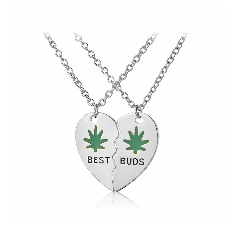 Friend Metal Stitching Love Peach Heart Necklace