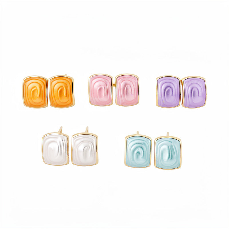 Women's Needle Drop Oil Square Retro Personality Minimalism Fashion Earrings